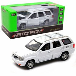 Машинка іграшкова Автопром «Jeep» (джип) метал, 14 см, білий (світло, звук, двері відчиняються) 7638