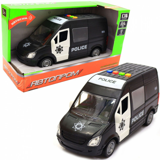Машинка іграшкова Автопром Поліція Чорна зі світловими і звуковими ефектами (7669ABCD)