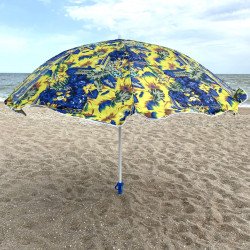 Зонт пляжный №7 Синий желтыми цветами (диаметр - 2.4 м) МН-0041