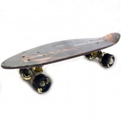 Пенни борд (скейт) с бесшумными светящимися колесами, ручка, 60х16 см (Пресс) 32040