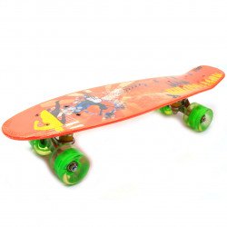 Пенни борд (скейт) с бесшумными светящимися колесами, 55х14 см (Оранжевый Movie) S-20888