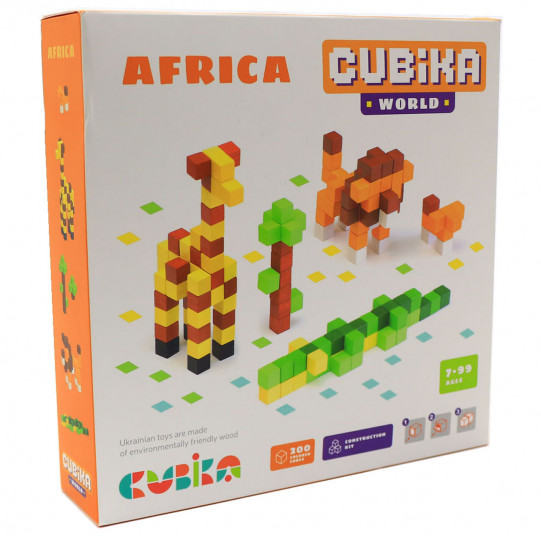 Дитячий дерев'яний конструктор Cubika (Кубика) Африка, 200 деталей, 15306