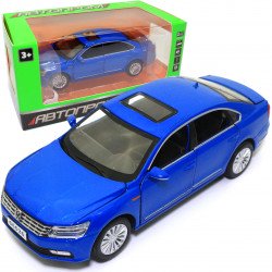 Игрушечная металлическая машинка Volkswagen Passat «Автопром» Фольксваген Пассат синий свет звук 15 см (6604)