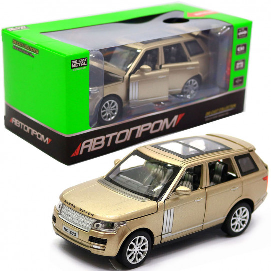 Машинка іграшкова Автопром «Range Rover» джип, метал, 15 см, бронза (світло, звук, двері відчиняються) 7639