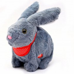 М'яка іграшка інтерактивна музичний кролик сірий, вуха світяться 20х10х20 см (M142)
