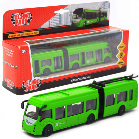 Машинка ігрова «TechnoPark» Тролейбус Харків зелений 18*4*4 см (SB-18-11WB)