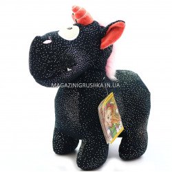 Мягкая игрушка «Пони-единорог 3», черный, мех искусственный, 35х13х30 см (25053-7)