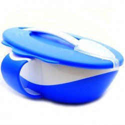 Тарілка-миска Canpol Babies Блакитний із зручною ручкою, кришкою і ложкою (31/406)