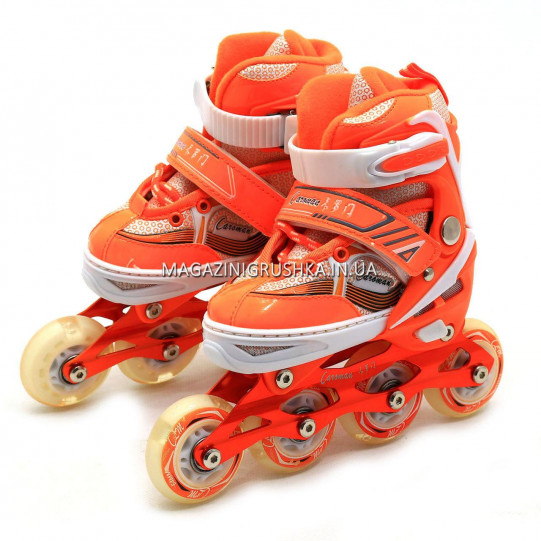 Детские ролики (размер 30-33, металл, колёса ПУ) Оранжевый RS17023