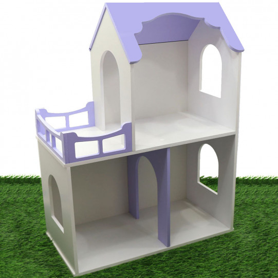 Игрушечный кукольный деревянный домик Unitywood 78х59х30 см, двухэтажный (фиолетовый)