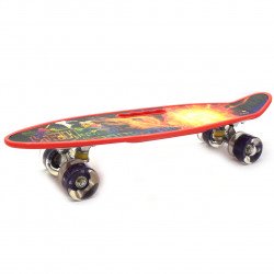 Пенні борд (скейт) з світяться колесами і ручкою. Безшумний Penny Board вогненний (С-40310)