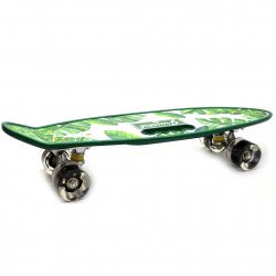 Пенни борд (скейт) со светящимися колесами и ручкой. Бесшумный Penny Board зеленый (С-40310)