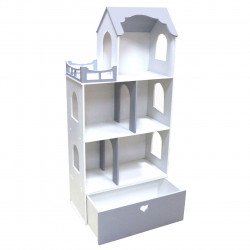 Игрушечный кукольный деревянный домик с ящиком для игрушек Unitywood серый. Обустройте домик для кукол