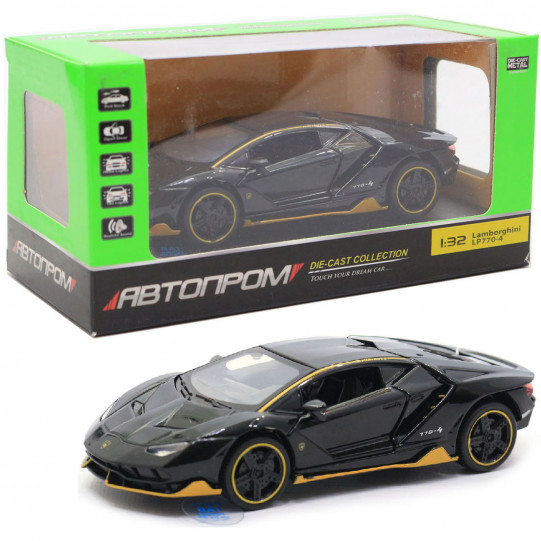 Машинка іграшкова Автопром «Lamborghini LP770-4», 15 см, світло, звук, чорний (7861)