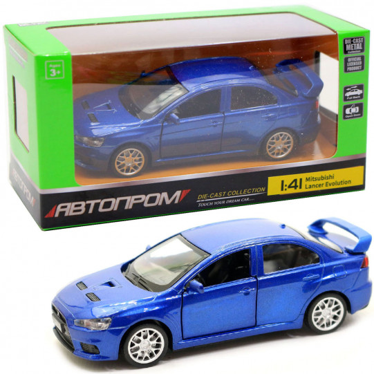 Машинка игровая металлическая Автопром «Mitsubishi Lancer Evolution», 11х4х4, синяя (4335)