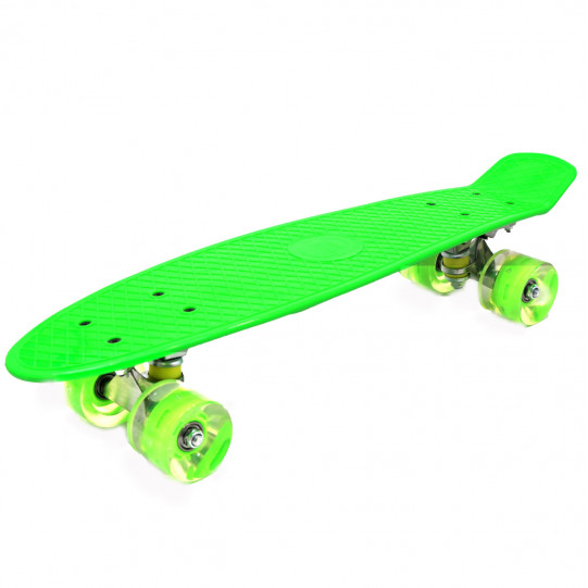 Пенни борд (скейт) салатовый со светящимися колесами. Бесшумный Penny Board, 56*14,5*10 см, (MS 0848-5)