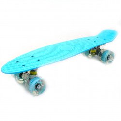 Пенні борд (скейт) блакитний з світяться колесами. Безшумний Penny Board, 56 * 14,5 * 10 см, (MS 0848-5)