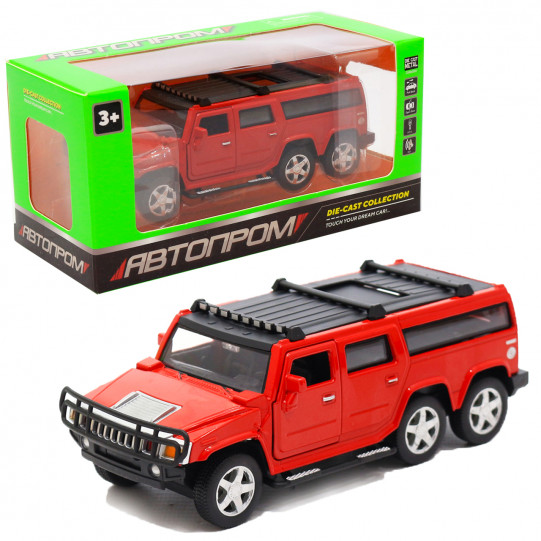 Игрушечная машинка металлическая джип «Hummer», Автопром, красный, 6*16*6, от 3 лет, (6618)