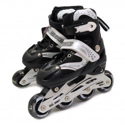 Роликовые коньки Scale Sports черно-белые, размер 31-34, металл, светящиеся колёса PU, (465976067-S)