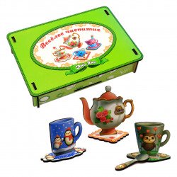 Гра сортер пазл «Веселе чаювання», дерев'яна іграшка, Ань-Янь, 23 * 16 * 5 см, від 3 років, (ПСД191)