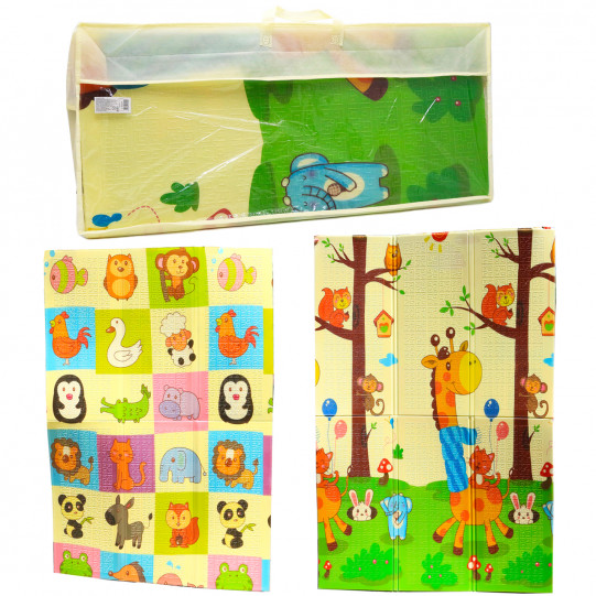 Ігровий складаний двосторонній дитячий килимок в сумці, 120 смх180 см (46007)
