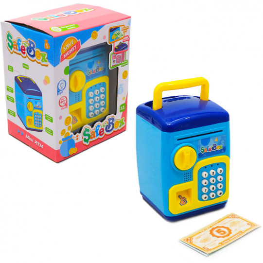 Іграшка скарбничка-сейф з кодом дитячий синій, від 3 років, 13х13х19 см (MK 4629)