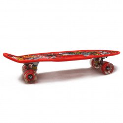 Пенни борд (скейт) красный со светящимися колесами и ручкой. Бесшумный Penny Board, 59*16*10 см, (MS 0461-2)