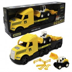 Машинка «Эвакуатор с бульдозером» Wader Magic truck Technic желтая 78*27*18 см (36430)