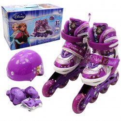 Ролики дитячі для дівчинки із захистом «Холодне серце» розмір 27-30, алюміній, що світяться колеса PU 1437890801