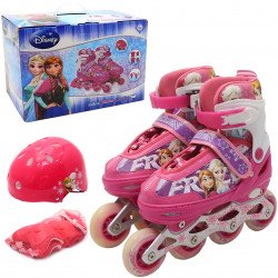 Ролики детские для девочки с защитой «Холодное сердце» размер 35-38, алюминий, светящиеся колёса PU 1172502856