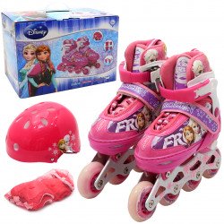 Ролики детские для девочки с защитой «Холодное сердце» размер 31-34, алюминий, светящиеся колёса PU 1494864446
