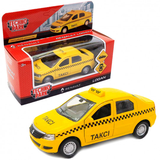 Машинка ігрова «TechnoPark» таксі Renault Logan метал 12 * 4 * 5 см (LOGAN-T)