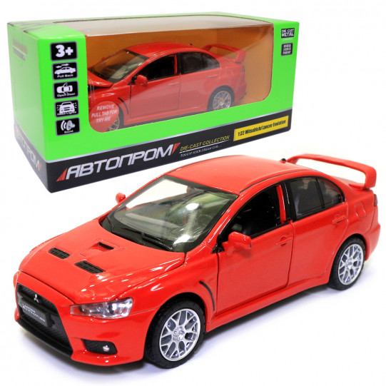 Игрушечная машинка металлическая «Mitsubishi Lancer Evolution» Автопром Митсубиси, красный, 14*5*5 см, (68462)