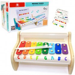 Игрушечный ксилофон детский Top Bright Music Toy, деревянный, ноты, палочки 30*19*14 см (120407)