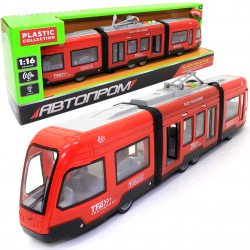 Машинка игрушечная Трамвай Автопром «Городской Транспорт» красный звук свет 44*6*10 см (7955AB)