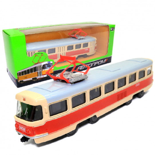 Машинка игровая Трамвай «Автопром» металлическая моделька 16*6*3 см (6411A)
