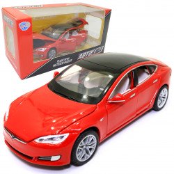 Игрушечная машинка металлическая Tesla «АвтоСвіт» Тесла красный, свет, звук, 15*4*5 см, (AS-2829)