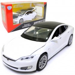 Игрушечная машинка металлическая Tesla «АвтоСвіт» Тесла белый, свет, звук, 15*4*5 см, (AS-2829)