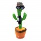 Мягкая интерактивная игрушка-повторюшка Кактус танцующий и поющий зеленый шляпа шарф очки 35 см (0613-27)