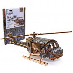 Деревянный 3D конструктор механический Вертолет Хьюи UnityWood 62 деталей 22,5*5,7*6,8 см (UW-011)