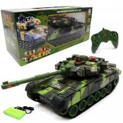 Танк на радиоуправлении Танковый бой «World of tanks» зеленый фигурка свет звук 40*15*16 см (9995)