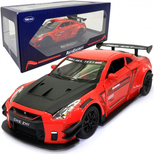 Игрушечная машинка металлическая Nissan GT-R «АвтоЕксперт» Ниссан ГТ-Р краный звук свет 20*6*9 см (GT-2247)