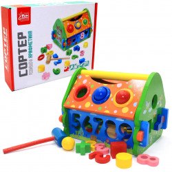 Развивающая деревянная игрушка разборной домик сортер Арифметика Fun Game фигуры цифры 16*20*15 см (76400)