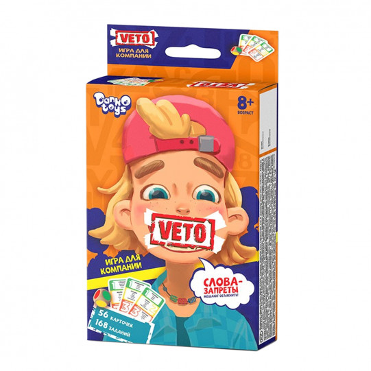 Настольная мини игра Вето Danko Toys Veto mini 56 карточек 168 заданий (VETO-02-01)