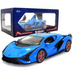 Игрушечная машинка металлическая Lamborghini Sian «АвтоЕксперт», Ламборджини Сиан, свет, звук, 20*8*5 см голубой (GT-1502)