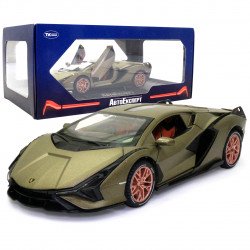 Игрушечная машинка металлическая Lamborghini Sian «АвтоЕксперт», Ламборджини Сиан, свет, звук, 20*8*5 см хаки (GT-1502)