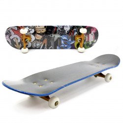 Скейт деревянный (лонгборд), в сумке, 70*20*10 см, разноцветное графити, колеса PU 56*31 (S00675)