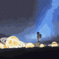 Картина за номерами Ідейка «Подорож на місяць з фарбами металік» 50x50 см (КНО9549)