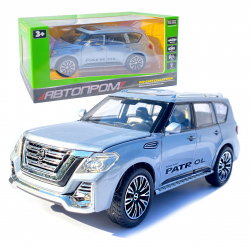 Іграшкова машинка металева Nissan Patrol (Ниссан) «Автопром», срібна, батар., світло, звук, відкр.двері, від 3 років, 22*9*8, (7573)