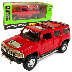 Машинка маталева дитяча Hummer H3  «Автопром» Хамер H3, червона, світ, звук, відкр. двері, баг., 15*6*6 см (68321)